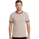 Trender O Yaka Çizgili Erkek T-Shirt 4038 Gül-Ekru Çizgili - XL