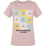 Trender Papatya Baskılı Bej Kız Çocuk T-Shirt 8042 - 7 - 8 Yaş