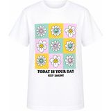 Trender Papatya Baskılı Ekru Kız Çocuk T-Shirt 8042 - 9 - 10 Yaş