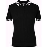 Trender Yarım Fermuarl Siyah - Beyaz Erkek Polo Yaka T-Shirt 17434 - Açık Siyah - Beyaz