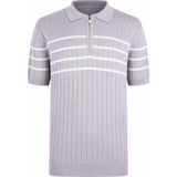 Trender Yarım Fermuarlı Gri-Beyaz Erkek Polo Yaka T-Shirt 17433 - Gri - Beyaz - XL