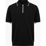 Trender Yarım Fermuarlı Siyah - Beyaz Erkek Polo Yaka T-Shirt 17354 - Açık Siyah - Beyaz - XL