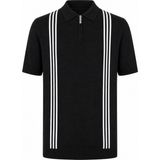 Trender Yarım Fermuarlı Siyah - Beyaz Erkek Polo Yaka T-Shirt 17439 - Açık Siyah - Beyaz - XL