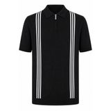 trender Yarım Fermuarlı Siyah - Beyaz Erkek Polo Yaka T-shirt 17439