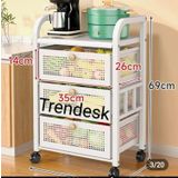 Trendesk 3 Katlı Metal Beyaz Patates Soğan Sepeti Sebze Meyve Sepeti Sebzelik Tekerlekli