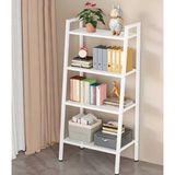 TRENDESK 4 Katlı Merdiven Kitaplık Metal Çerçeve Açık Raf Düzenleyici Beyaz Dikey Depolama Rafı 60*150 CM