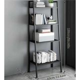 TRENDESK 4 Katlı Merdiven Kitaplık Metal Çerçeve Açık Raf Düzenleyici Siyah Dikey Depolama Rafı 60*150 CM