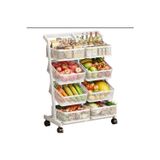 Trendesk 4 Katlı Metal Beyaz 8 Bölmeli Modern Tekerlekli Sebzelik Nrm -7022