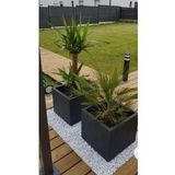 Trendesk galvaniz Kare Saksılık, çiçeklik ,çiçek standı texture mat siyah 40*40*40 CM