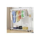 TRENDESK Metal Beyaz Konfeksiyon Askısı Ayaklı Askılık Elbise Askılığı Tekerlekli 150*140cm 3402