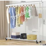 Trendesk Metal Siyah / Beyaz Konfeksiyon Askısı Ayaklı Askılık Elbise Askılığı Tekerlekli 150x140cm