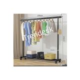 TRENDESK Metal Siyah Konfeksiyon Askısı Ayaklı Askılık Elbise Askılığı Tekerlekli 150*140cm 3403