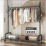 TRENDESK Metal Siyah Portmanto Konfeksiyon Askısı Ayaklı Askılık Elbise Askılığı Tekerlekli 154*150 Cm 1062