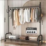 Trendesk Metal Siyah Portmanto Konfeksiyon Askısı Ayaklı Askılık Elbise Askılığı Tekerlekli 154x150 Cm 1062