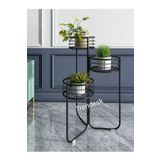 Trendesk Modern 3 Katlı Metal Siyah Çiçeklik Saksı Standı Saksılık 3221