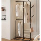TRENDESK Modern Metal Siyah Bölmeli Konfeksiyon Elbise Askılığı Ayaklı Askılık 175*74*32 CM 1091-CN