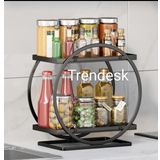 Trendesk Servis Sunum Ikramlık Siyah Büyük Lüks 2 Katlı Organizer Mutfak Düzenleyici Pasta Standı