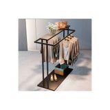 TRENDESK Siyah Metal Elbise Askılığı Raflı Design Konfeksiyon Askısı Ayaklı Askılık