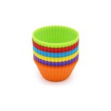 Trendexa 12 Adet Silikon Tekrar Kullanılabilir Muffin; Kek, Cupcake Kalıbı Kalıpları Çok Renkli - 10 x 10 cm