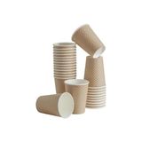 Trendexa 25 Adet Kraft Çift Duvarlı Kahve Bardağı 12 Oz; Parti Kağıt Bardaklar 300 Ml, Soğuk ve Sıcak Içecekler Için Kraft Dalgalı Bardaklar, Waffle Kraft - Renkli
