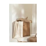 Trendexa 35 x 40 cm Jüt Hasır Çamaşır Sepeti, Kapaklı - 10 x 10 cm - Çok Renkli
