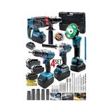Trendexa 58V Profesyonel Şarjlı 4'lü Set; Batarya Enerjili, Darbeli Matkap, Hilti, Taşlama, Somun Sıkma, 3 Akülü - Renkli