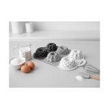 Trendexa 6 Bölmeli Silikon Muffin ve Mini Kek Kalıbı; 3 Farklı Estetik Geometrik Desen, Yapışmaz ve Esnek Pişirme Seti, Modern Degrade Tasarım (Gri-Beyaz-Antrasit) - 10 x 10 cm