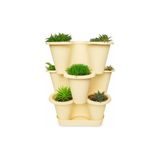 Trendexa Arsimo Katlı Şanslı Yonca Tasarımlı 3 26.5 x 26.5 cm Krem Saksı - Standart - Çok Renkli
