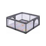 Trendexa Bebek Oyun Alanı, 125 x 125 x 65, Taşınabilir Oyun Parkı, Bej, Mesh Yan Paneller, Gri - 10 x 10 cm - Renkli