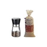 Trendexa Değirmen, 1 Kg. Iri Himalaya Tuzu Bez Torbada Koyu Pembe Renk + Seramik Bıçaklı Tuz/baharat Değirmeni - Çok Renkli - 10 x 10 cm