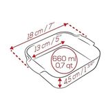Trendexa Fırın Kabı; Seramik Kare, 18 cm (Saplar Dahil) x 11,4 cm x 5,1 Cm, Kapasite: 0,66 L, Ekru - 10 x 10 cm
