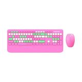 Trendexa Geezer G100 Kablosuz Klavye ve Mouse Seti, 106 Tuşlu Ingilizce Q, Bilek Destekli, USB Dongle, Pembe - Çok Renkli