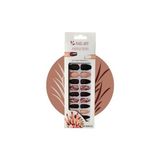 Trendexa Kahverengi&pudra&çiçek Desenli Mat 24'lü Takma Tırnak Seti Kahverengi&pudra&bordo - Çok Renkli