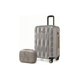 Trendexa Orta Boy Valiz + Makyaj Çanta Taş-Bej 1167 - Çok Renkli - 10 cm