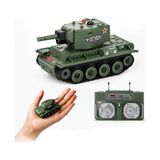 Trendexa Oyuncak Uzaktan Kumandalı Mini Tank 1:64 Ölçek 8 cm Rc Tank 360° Dönüş Şarjlı Işıklı Hareketli Kule Dahili Typc-E Şarjlı - Renkli