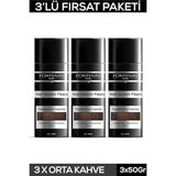 Trendexa Saç Dolgunlaştırıcı Keratin Fibers Orta Kahve Topik Saç Tozu 50 G X3