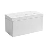 Trendexa Tabure, 80 L, Saklama Kutusu, Ayak Taburesi, Katlanabilir, 300 kg Taşıma Kapasitesi, Suni Deri Kılıf, Dolgulu, Beyaz SPF106 - Çok Renkli