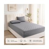 Trendexa Yatak Koruyucu Kapitone Alez, Gri, %100 Pamuk, Fitted Çarşaf 120 x 200 - Renkli
