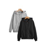 trendgar 2 Lİ GRİ VE SIYAH FERMWARLI KAPŞONLU HIRKA SWEATSHİRT