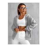 trendgar GRİ FERMUARLI KAPŞONLU HIRKA SWEATSHİRT