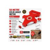 Trendhane 50 Metre Çelik Arazi Metresi | Profesyonel Şerit Metre | Dayanıklı Ölçüm Bandı