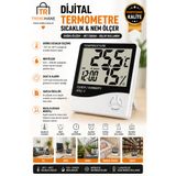 Trendhane Dijital Termometre | Sıcaklık & Nem Ölçer | Masaüstü – Duvar Tipi | Alarm ve Saat Fonksiyonlu
