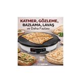 Trendhane Elektrikli katmer sacı Makinesi | Gözleme, Katmer, Bazlama, Lavaş İçin | Yapışmaz Yüzey l 50 cm alan