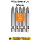 Trendhane Matkap Ucu Uçları 50 mm Yıldız Düz Bits Vidalama Uç Seti PH 5 parça