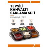 Trendhane Saklama Kabı 6’lı Set Tepsili Kapaklı Kahvaltılık Düzenleyici