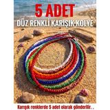 Trendhazan El Yapımı 5 Li Avantajlı Paket Özel Tasarım Karışık / Düz Renkli Kum Boncuk Kadın Kolye Seti