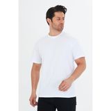Trendhill Erkek Pamuklu Bisiklet Yaka Oversize Tişört Beyaz 5015-B - 2XL