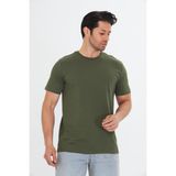 Trendhill Erkek Pamuklu Bisiklet Yaka Tişört Haki 5014-H - XL