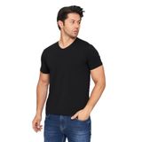 TRENDHİLL Erkek Pamuklu Slim Fit V Yaka Tişört Siyah 5016-S