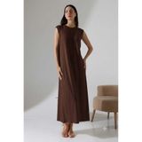 Trendingsize viskon kumaş tam boy basic oversize sıfır kol içlik elbise tr0003